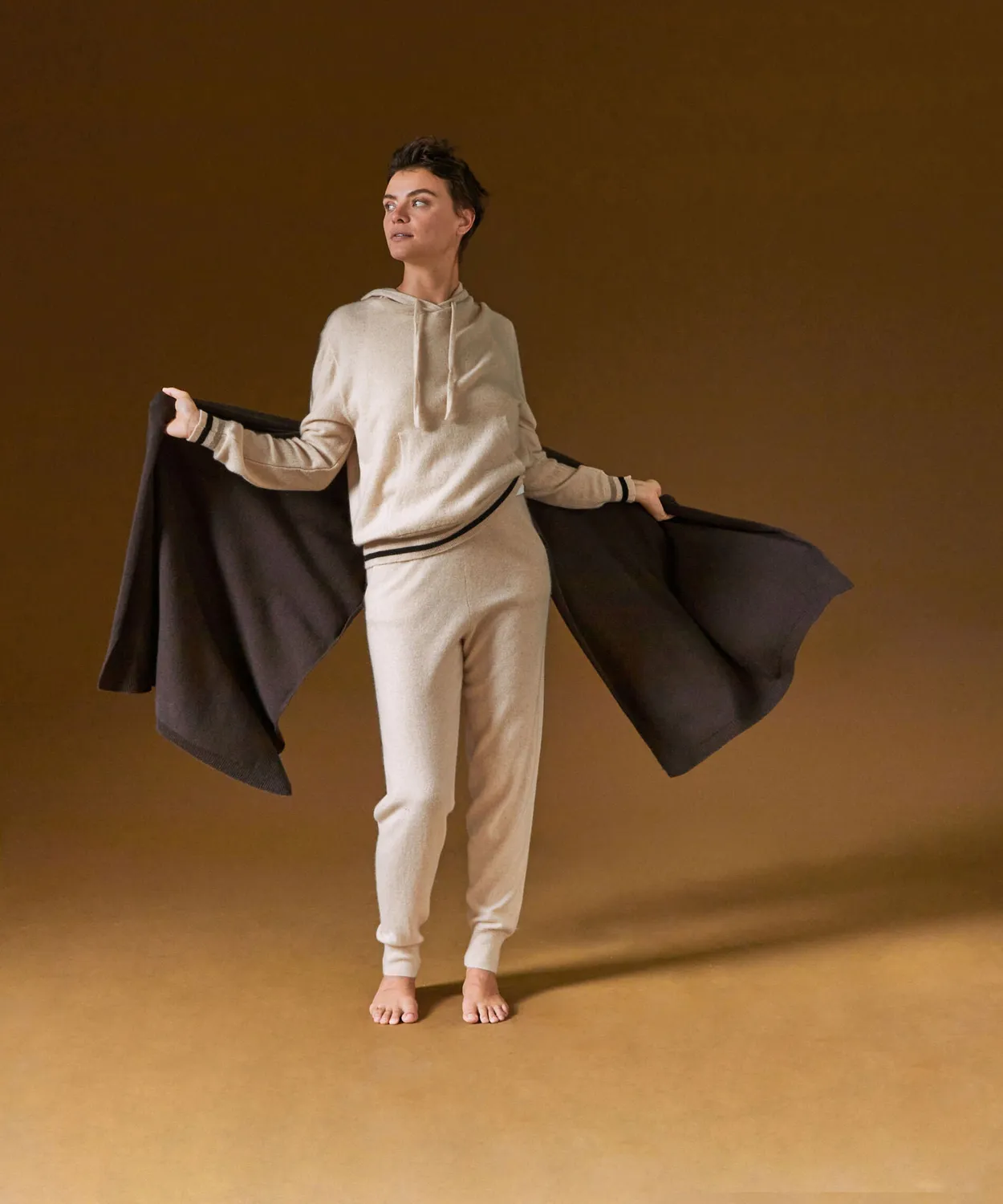 Rodier maglione con cappuccio cashmere bianco crema donna