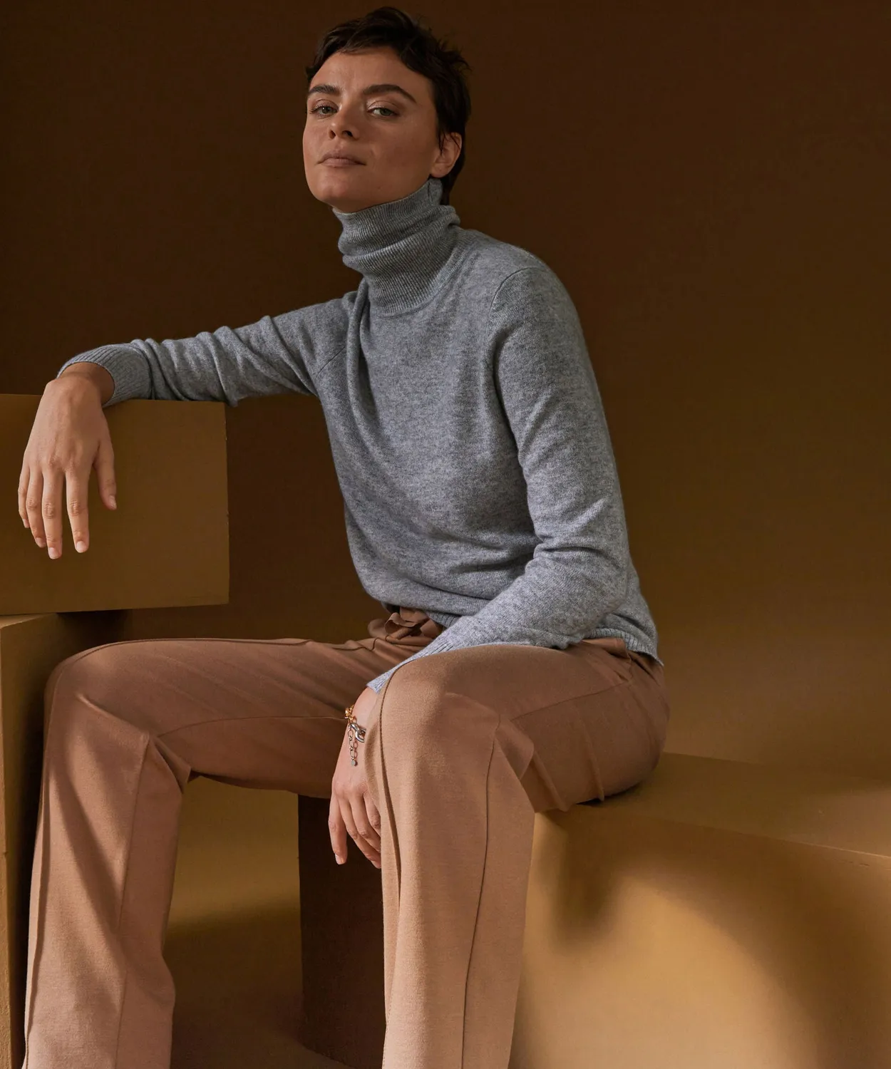 Rodier Maglione dolcevita cashmere grigio