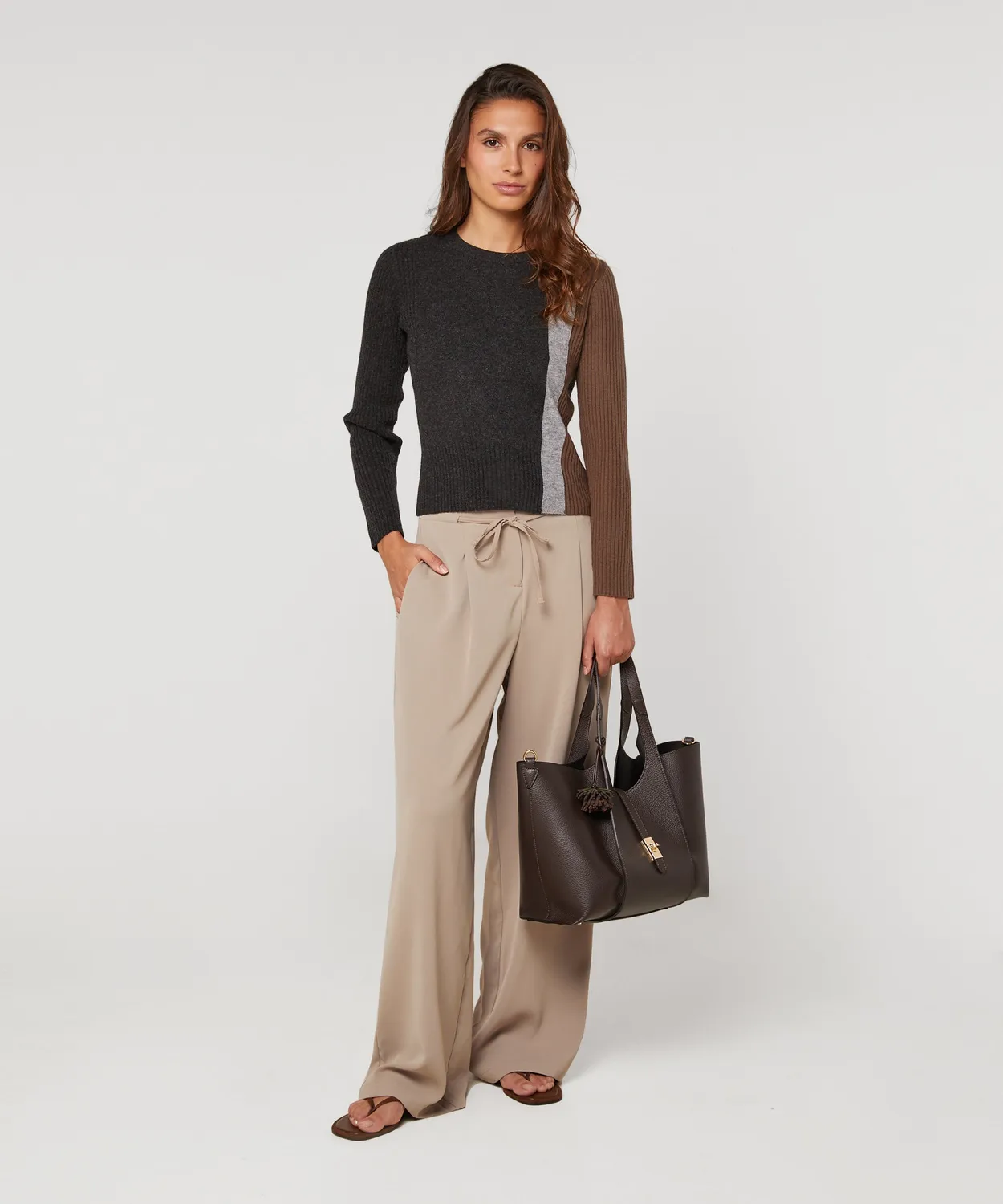 Rodier maglione girocollo antracite colorblock