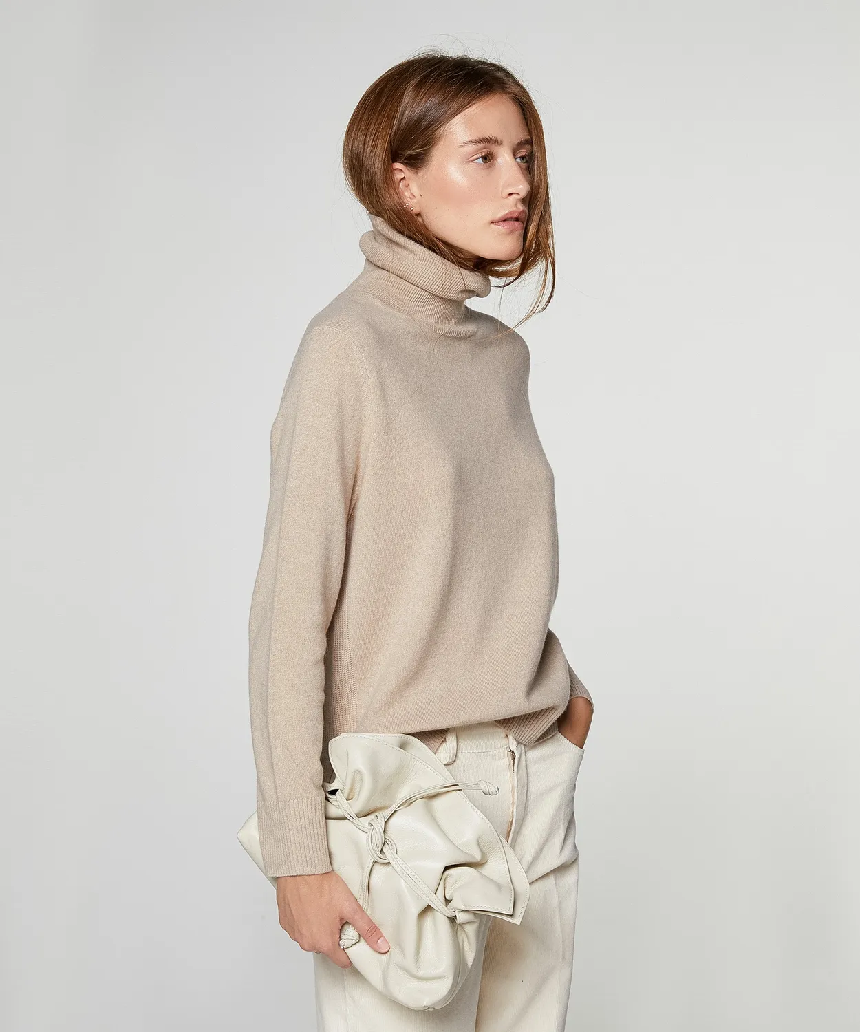 Rodier dolcevita maglione in cashmere beige