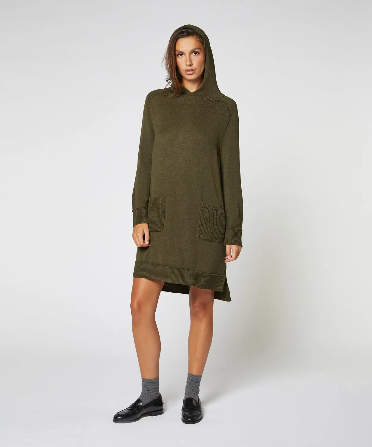 Rodier Abito maglione con cappuccio kaki S-XL