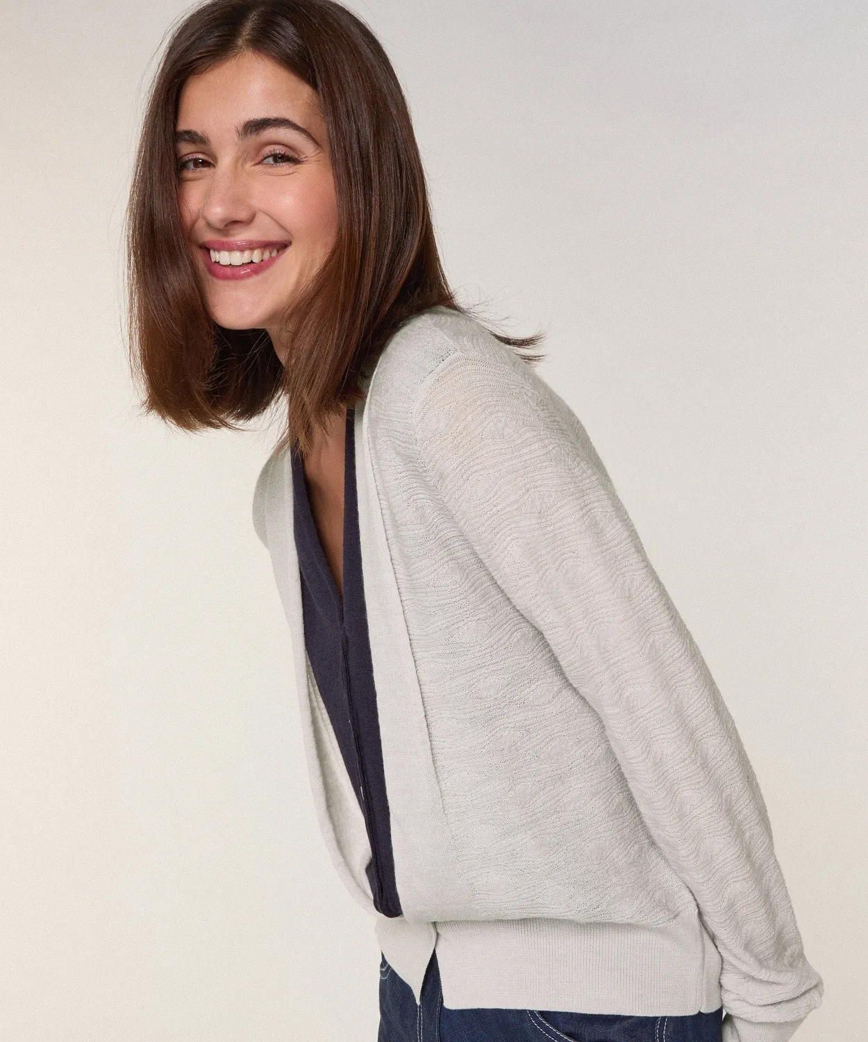 Rodier gilet merino 2 in 1 bianco scollo V
