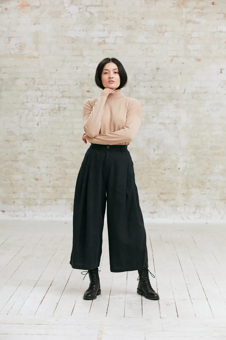 Jyoti Fair Works Awasi Black culotte canapa tencel