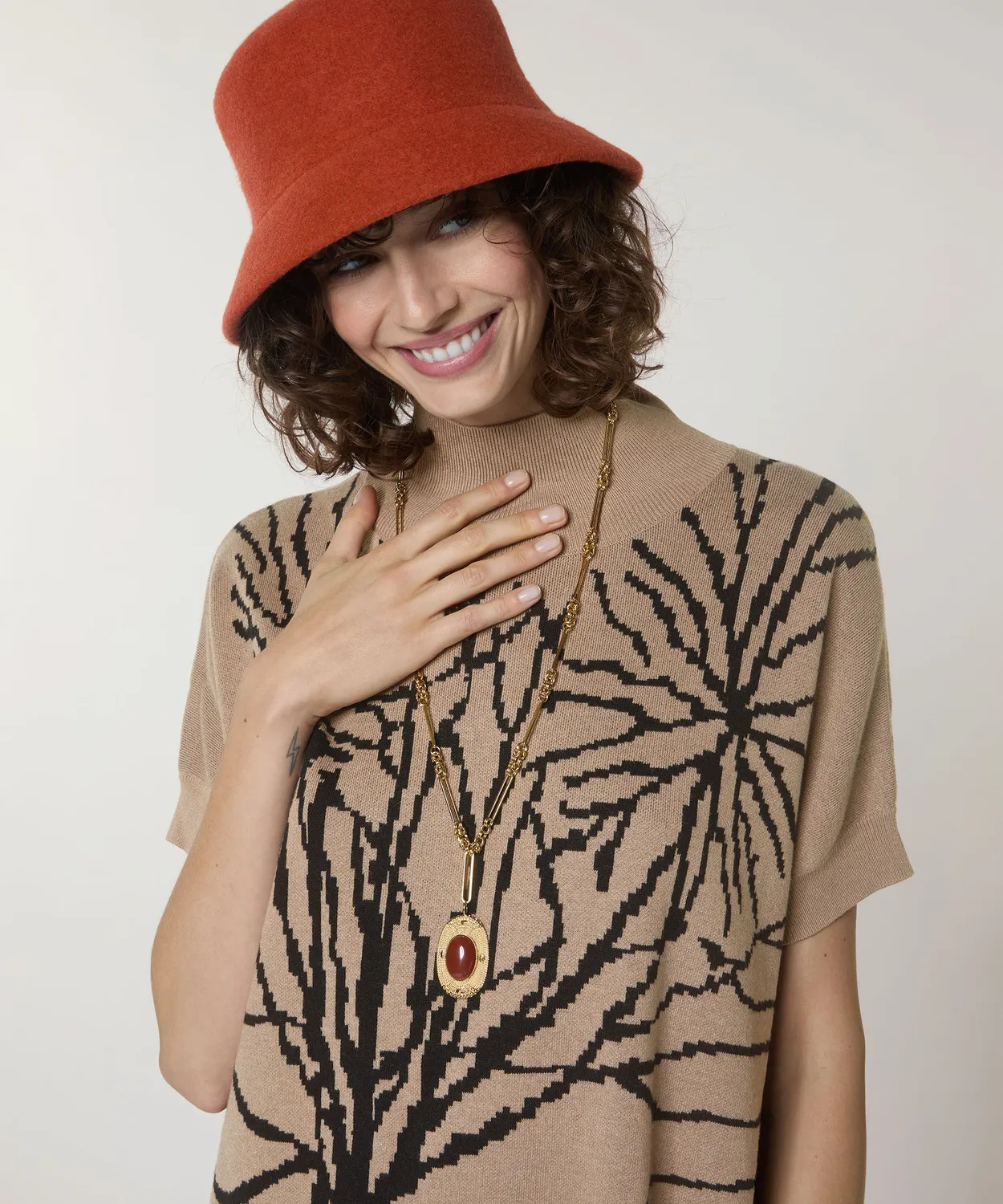 Rodier Maglione Jacquard Collo Alto Moka S-XL