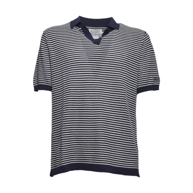 Saint Barth SLO0010 polo righe cotone blu maniche corte