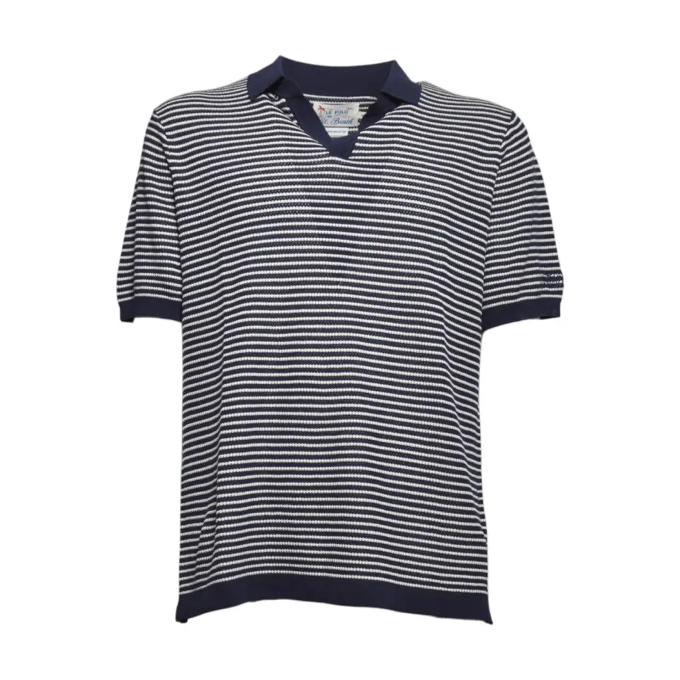 Saint Barth SLO0010 polo righe cotone blu maniche corte