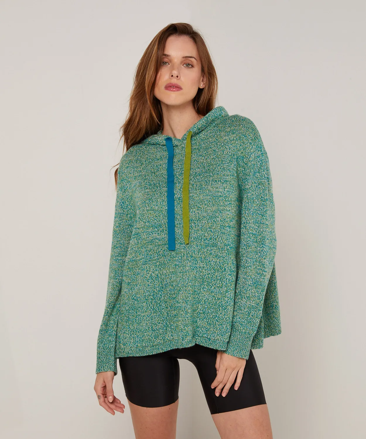 Rodier Maglione oversize con cappuccio mélange verde