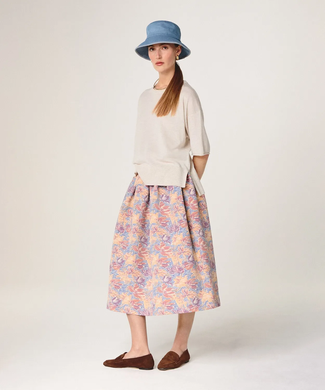 Rodier Gonna Jacquard Svasata Multicolore Metà Polpaccio