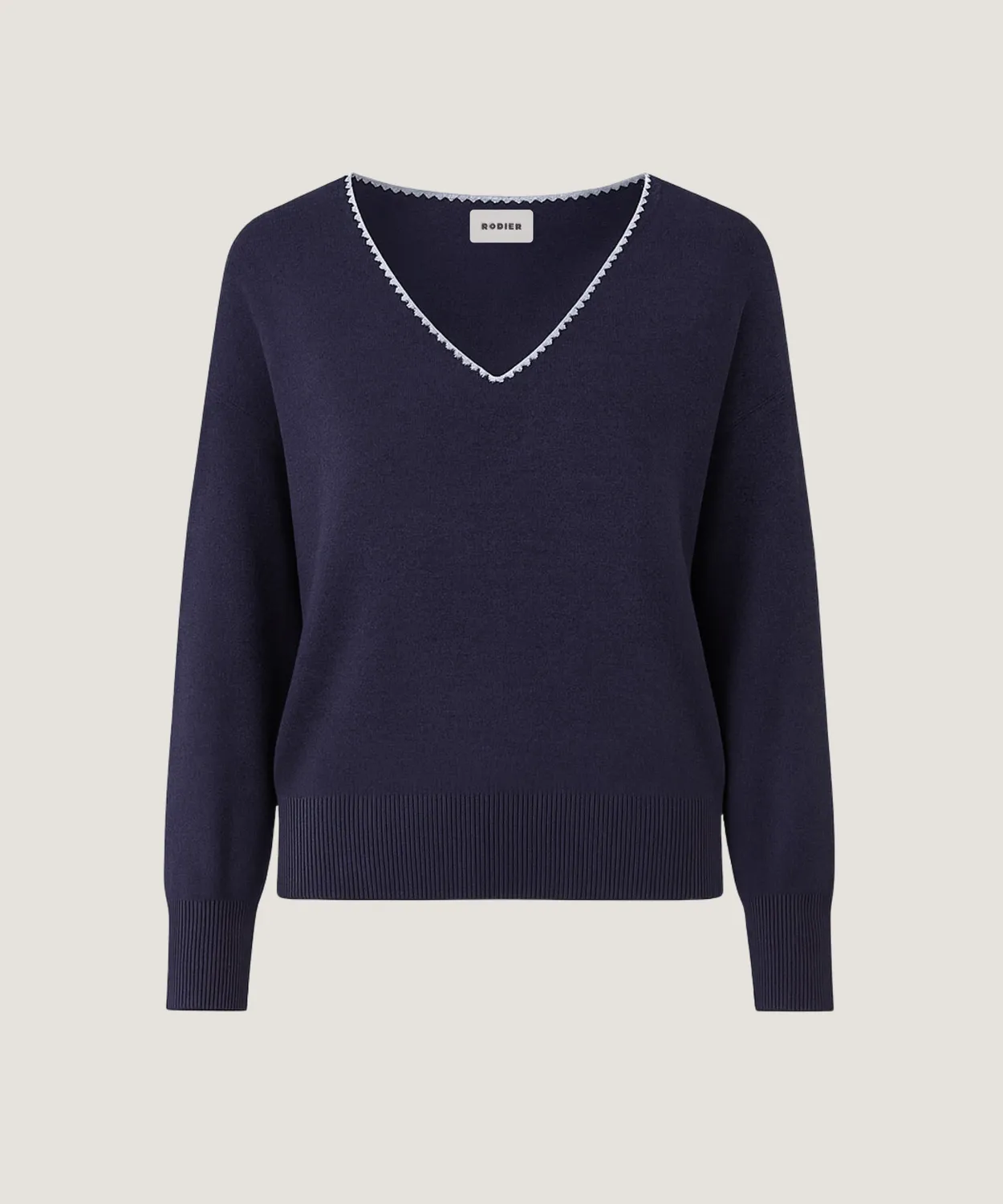 Rodier maglione scollo V maglia fine denim blue taglia M