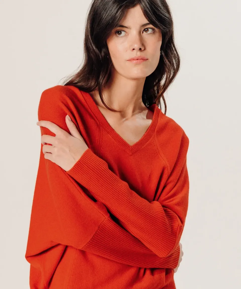 Rodier Maglione oversize V cashmere Arancione S