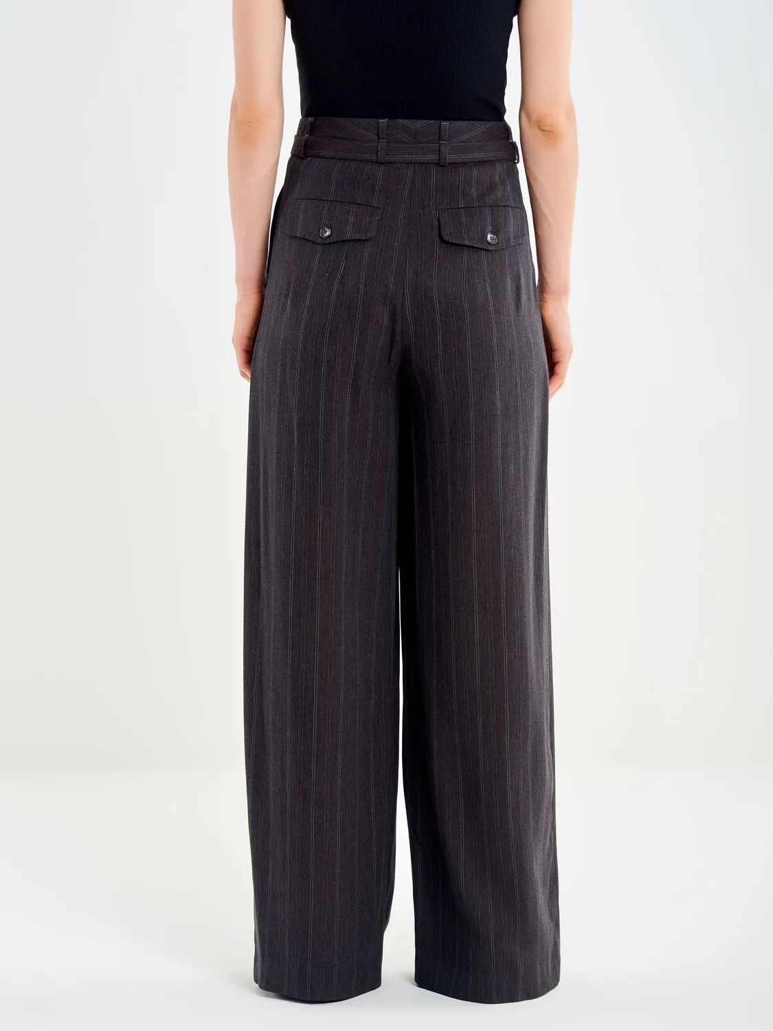 Vicolo Pantalone Palazzo con Pinces gessato grigio