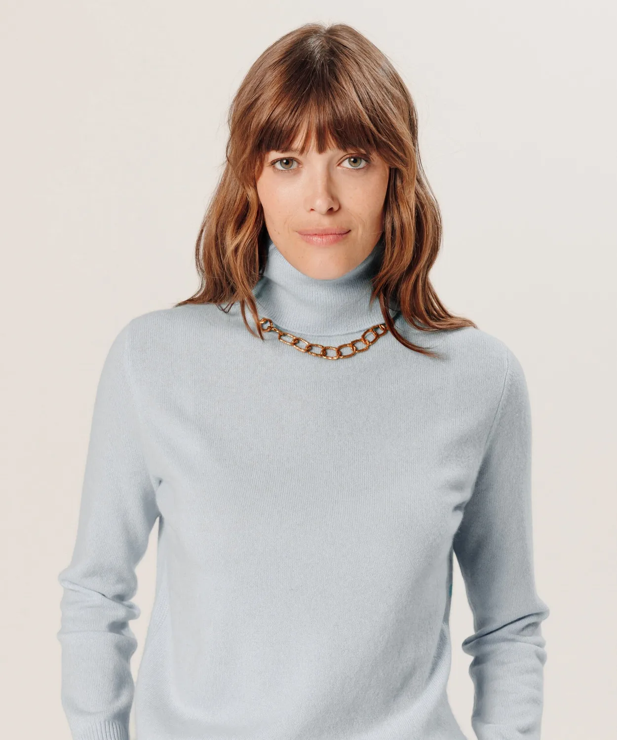 Rodier Maglione Dolcevita Cashmere Celeste
