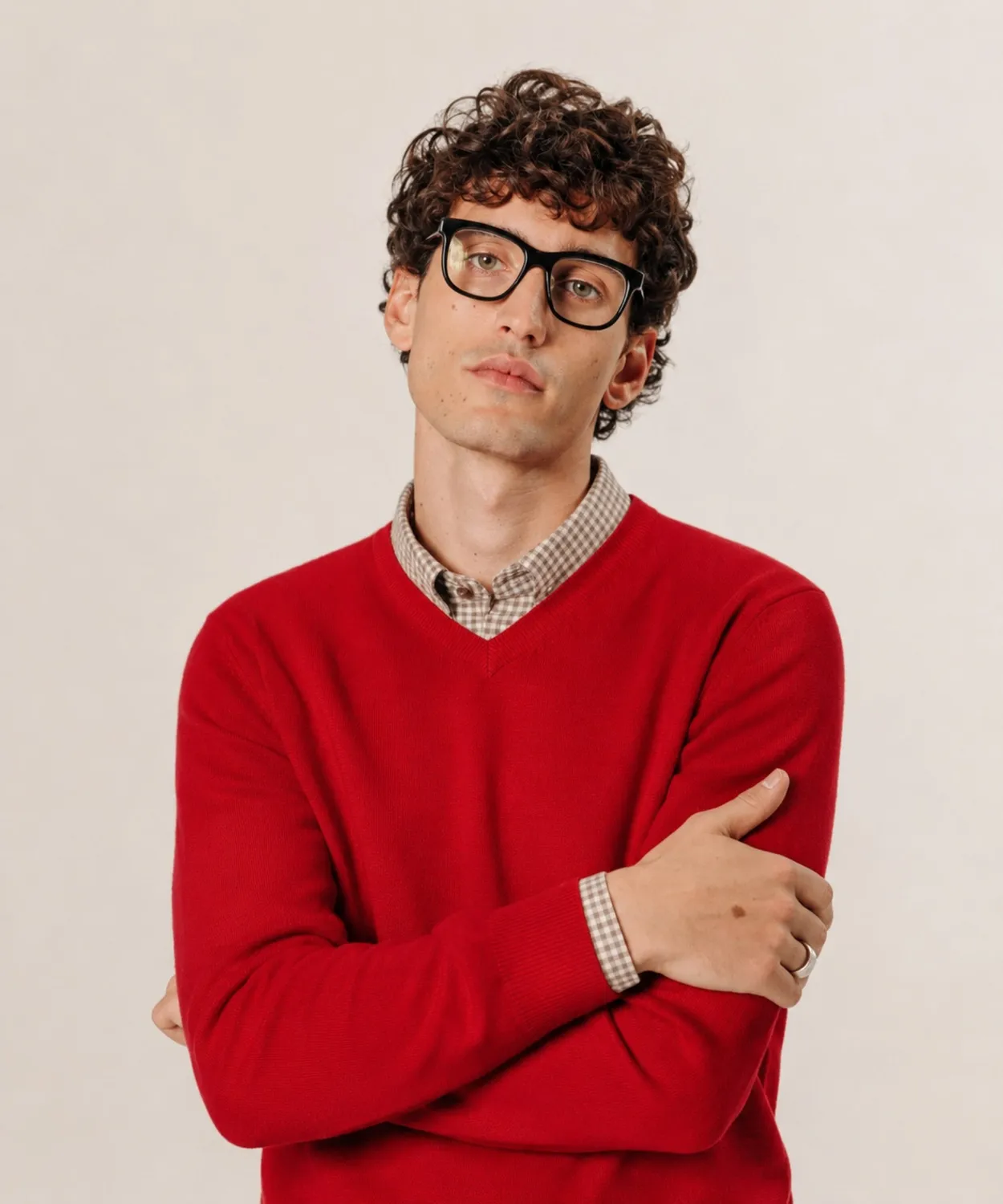 Rodier Maglione Scollo a V Lana Merino Rosso Uomo