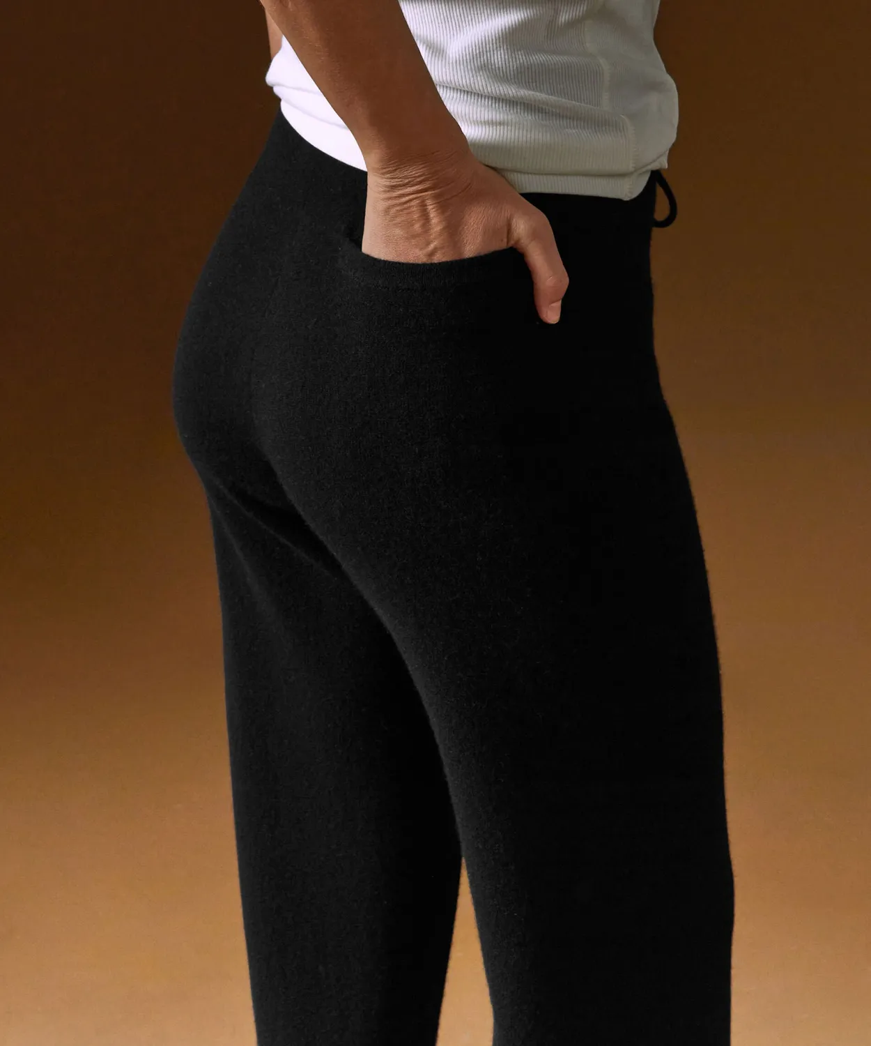 Rodier pantaloni larghi in cashmere nero jogging S-XL
