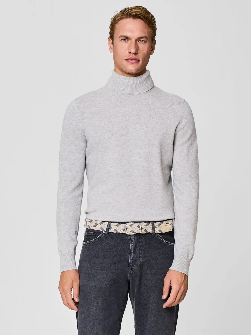 Paul Taylor Dolcevita Cashmere Lana Doppio Collo Grigio Melange