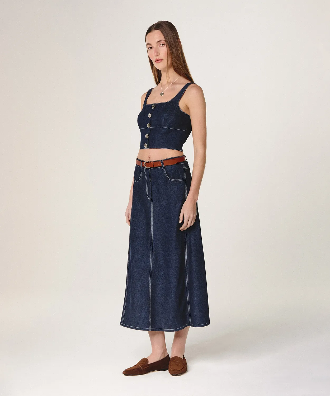 Rodier Gonna Lunga Denim Blu Denim