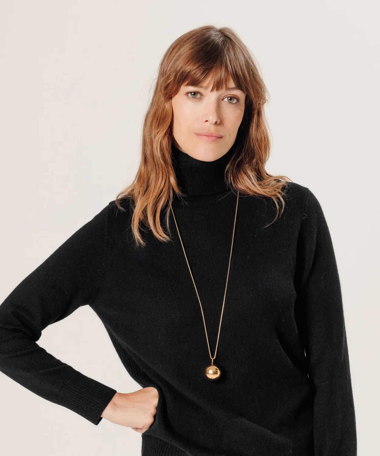 Rodier Maglione Dolcevita Cashmere 2 Fili Nero