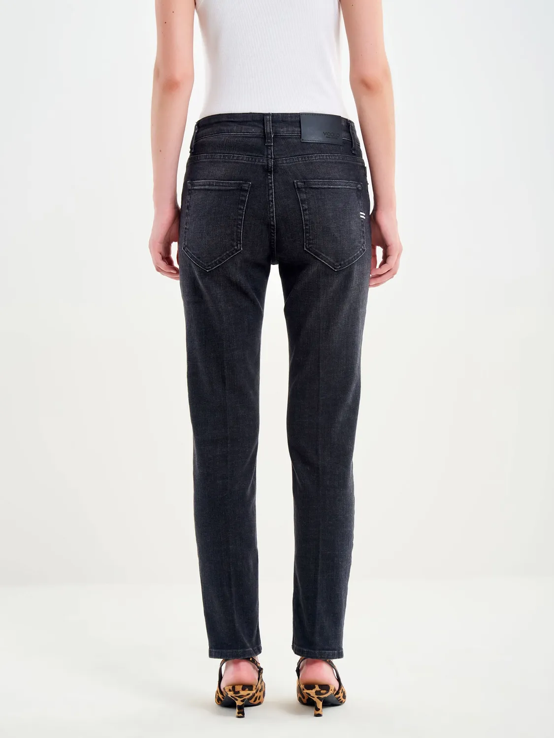 Vicolo Daisy jeans slim cropped nero slavato