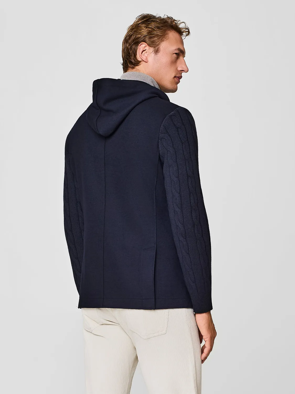 Paul Taylor giacca jersey lana blu pettorina