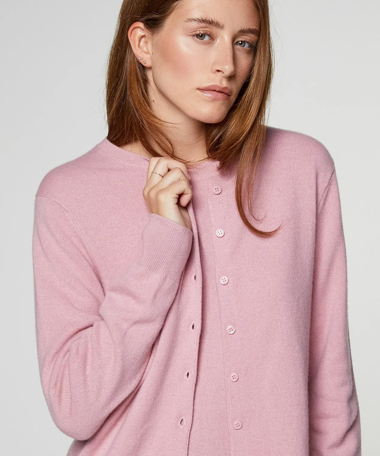 Rodier cardigan girocollo cashmere rosa