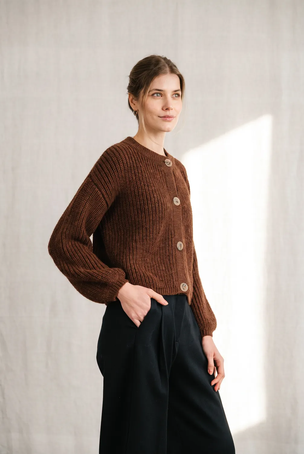 Jyoti - Fair Works Betana cardigan baby alpaca cioccolato