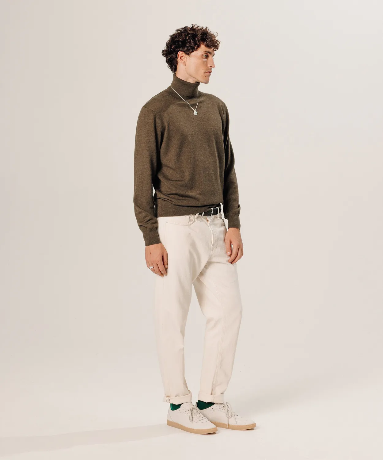 Rodier maglione dolcevita merino bark brown uomo