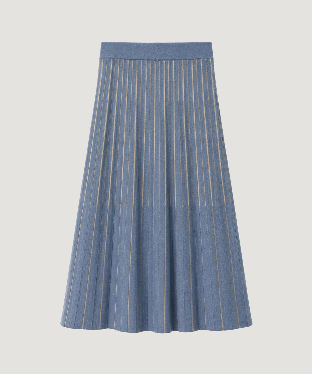Rodier Gonna Maglia Plissettata Blu Midi Donna