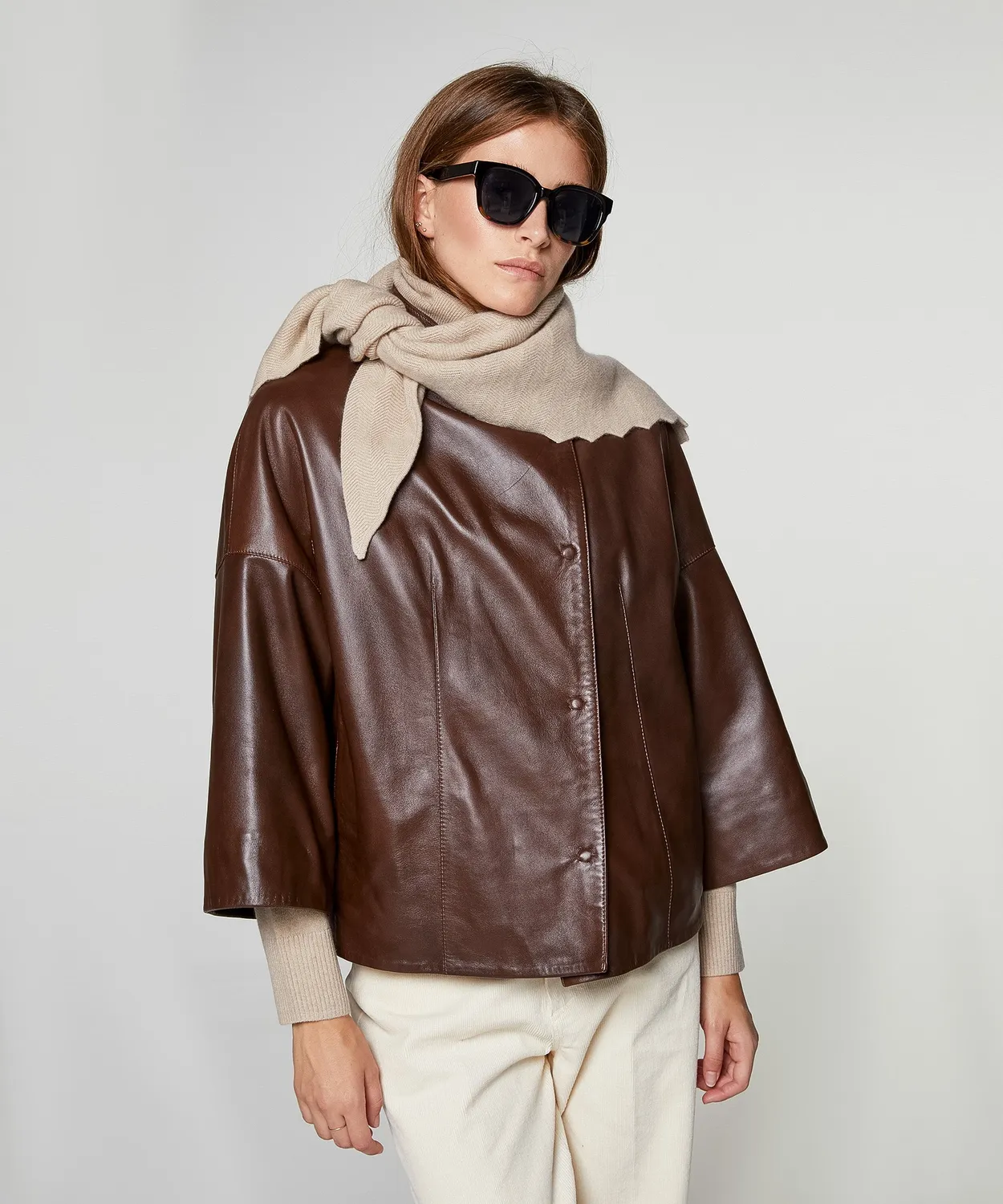 Rodier Sciarpa Triangolare in Cashmere Beige Fine