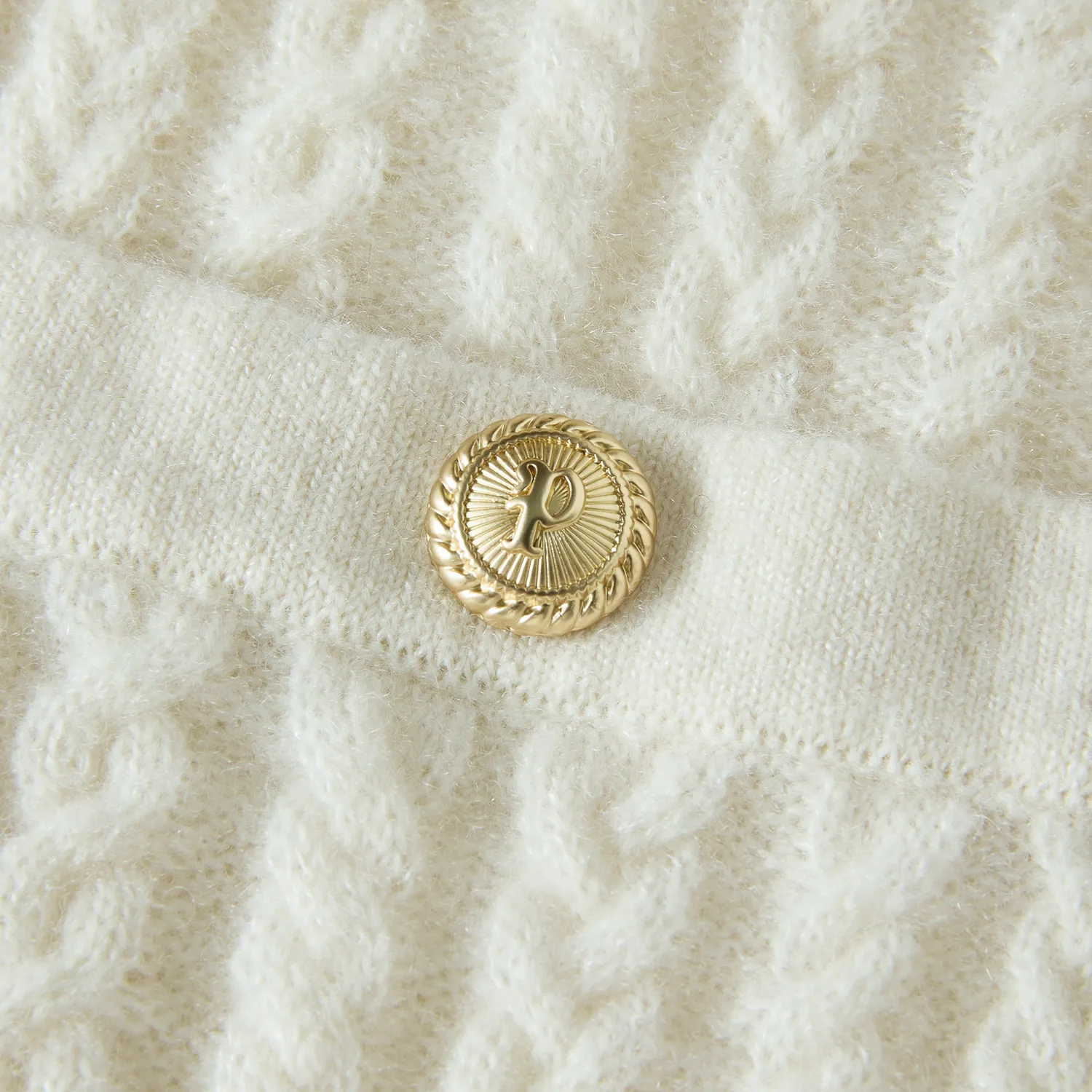 PORTS cardigan trecce cashmere seta cream