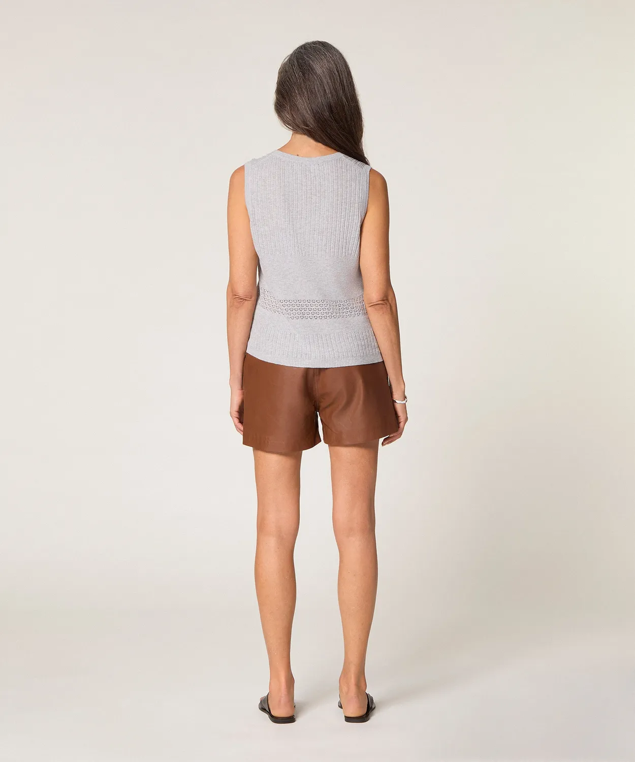 Rodier Pantaloncini in Pelle Marrone Pelle Agnello