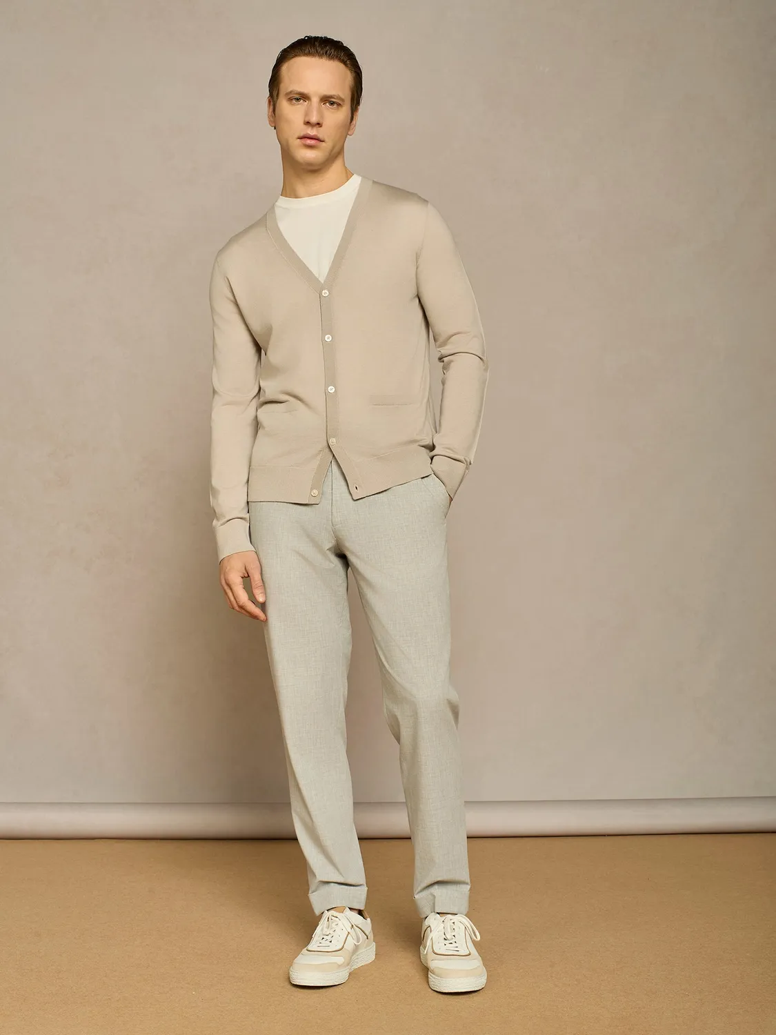 Paul Taylor cardigan maglia misto seta burro bottoni