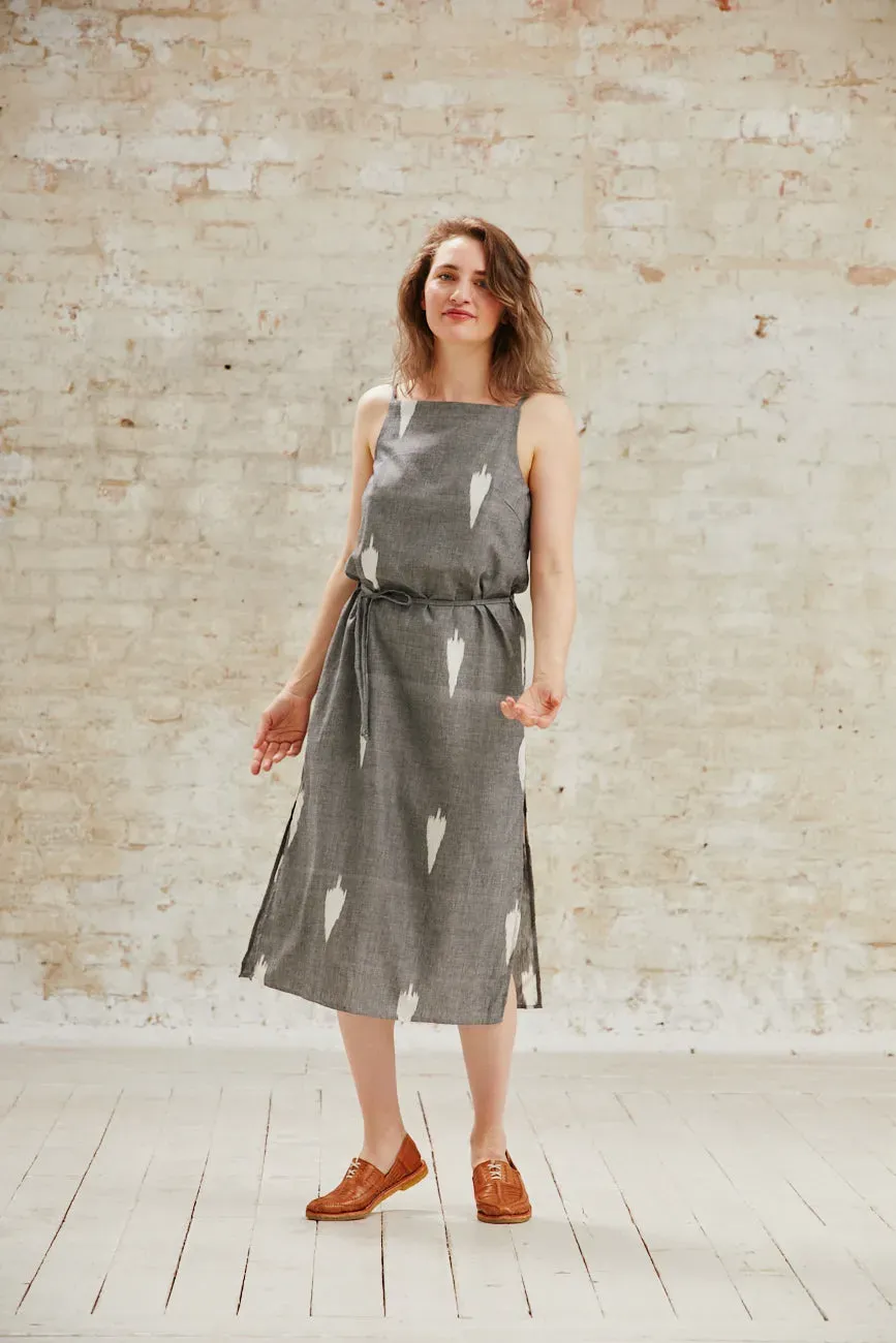 Jyoti Fair Works Renu Ikat Grey abito cotone grigio