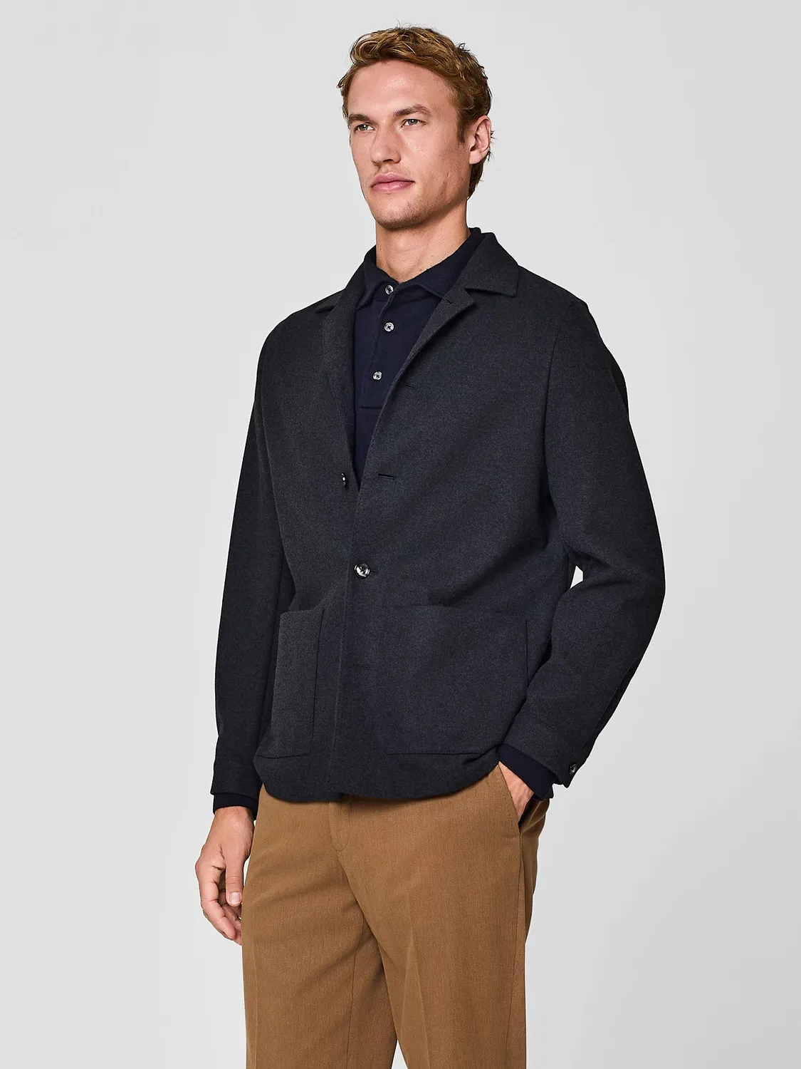 Paul Taylor worker jersey spazzolato giacca grigia
