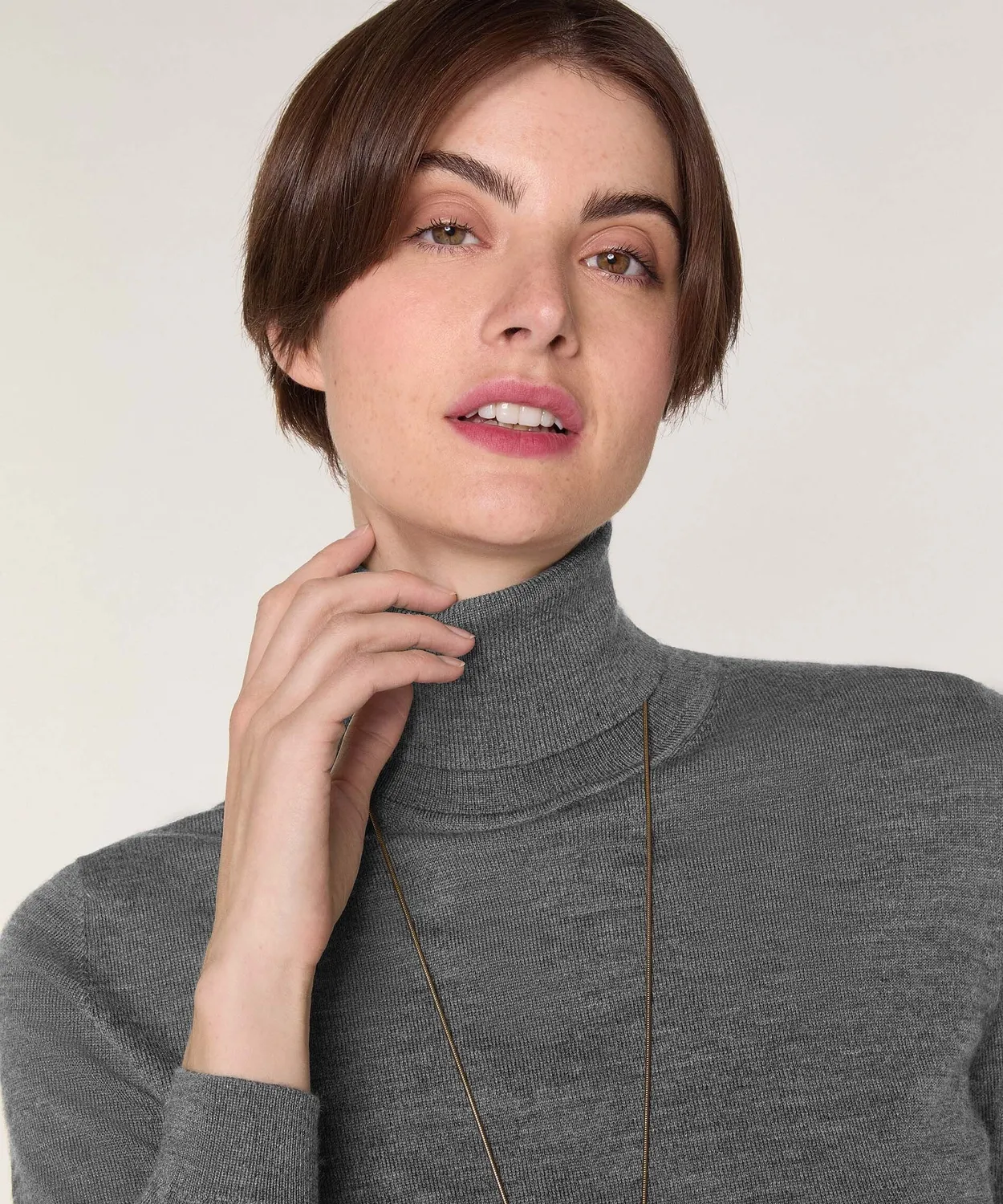 Rodier Maglione Dolcevita Lana Merino Grigio Scuro