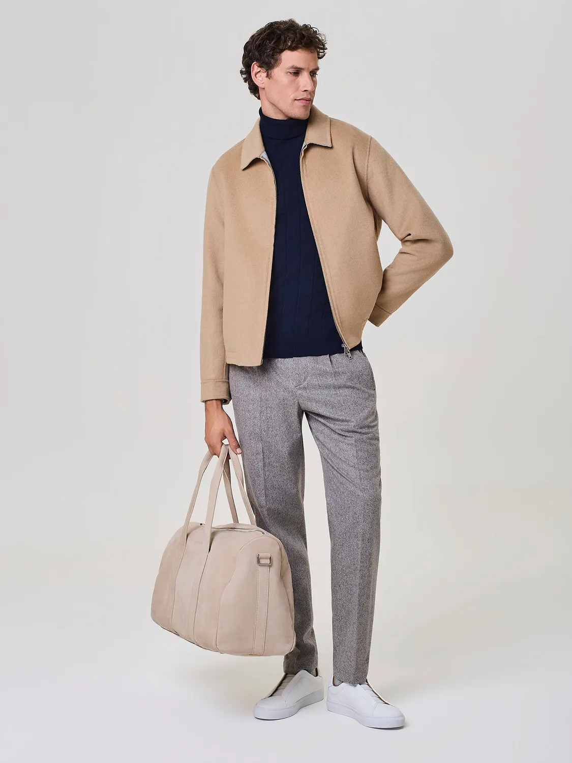 Paul Taylor pantalone tweed misto lana cashmere taupe