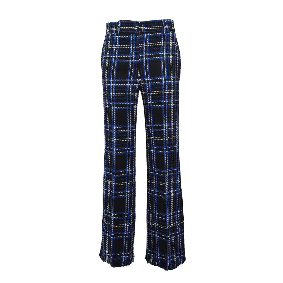 MSGM 3741MDP07247628 pantalone flare tartan nero-blu