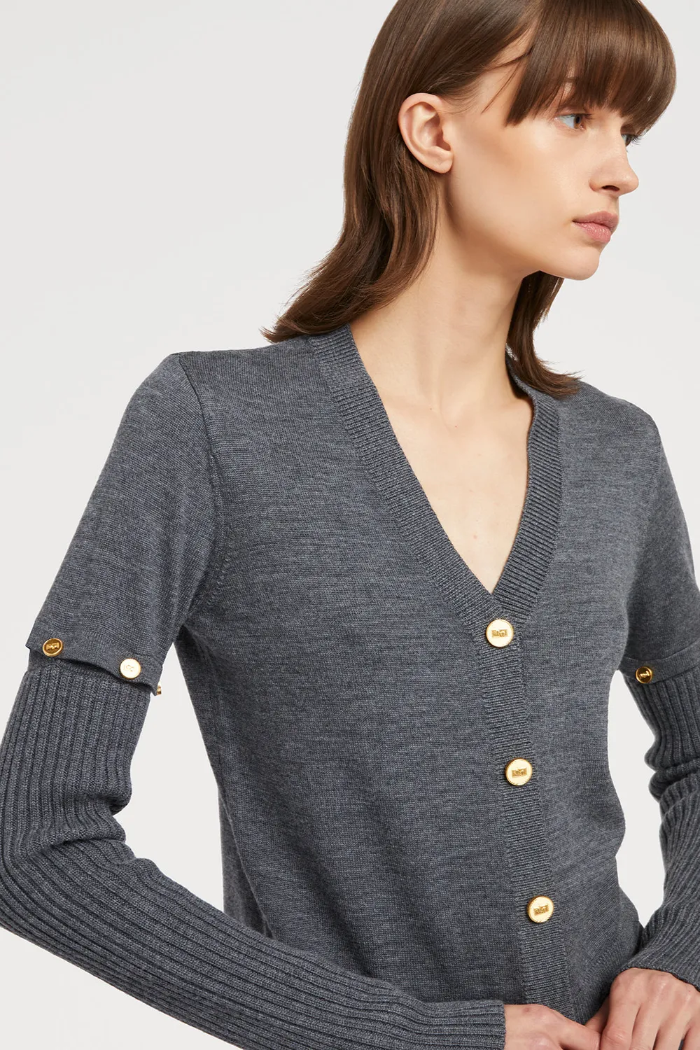 PORTS 1961 Detachable Sleeves cardigan smog bottoni oro
