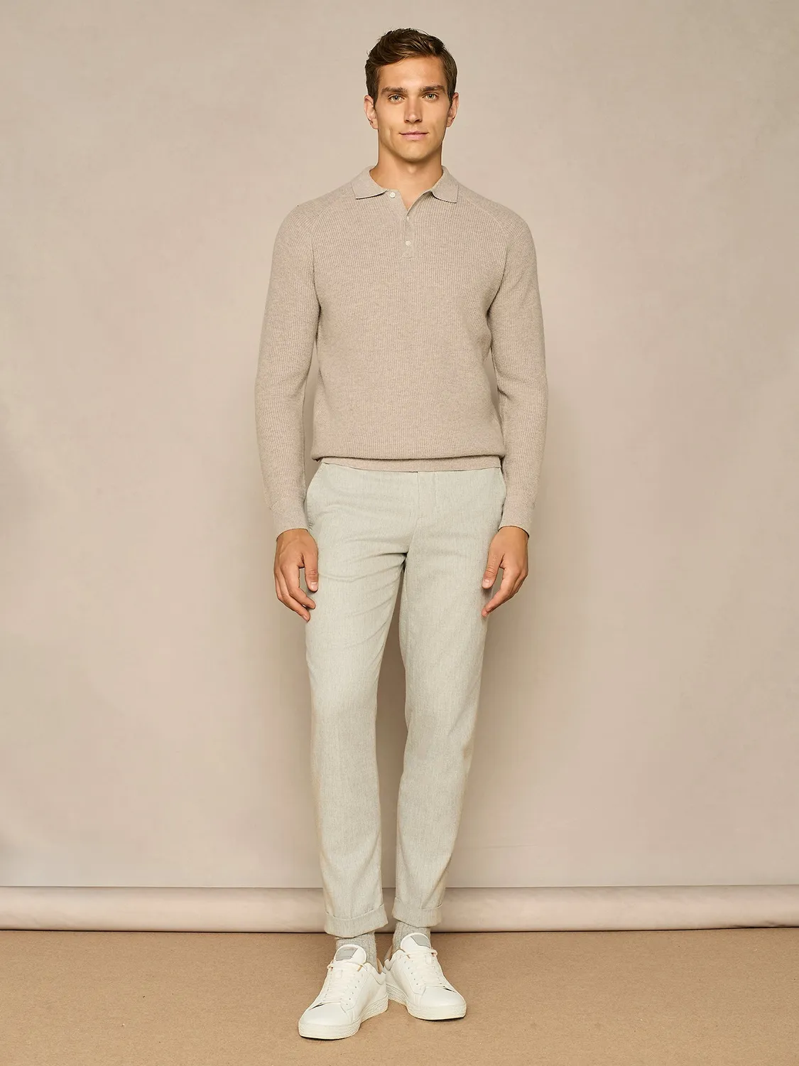 Paul Taylor polo costa inglese taupe misto lana raglan
