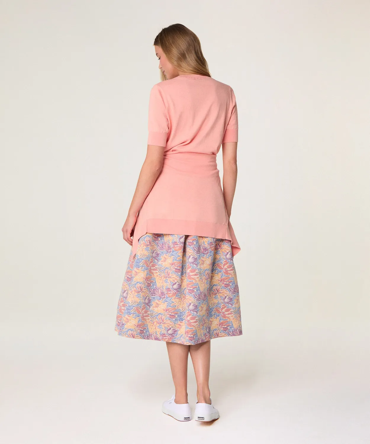 Rodier twin-set cotone salmone cardigan + maglione