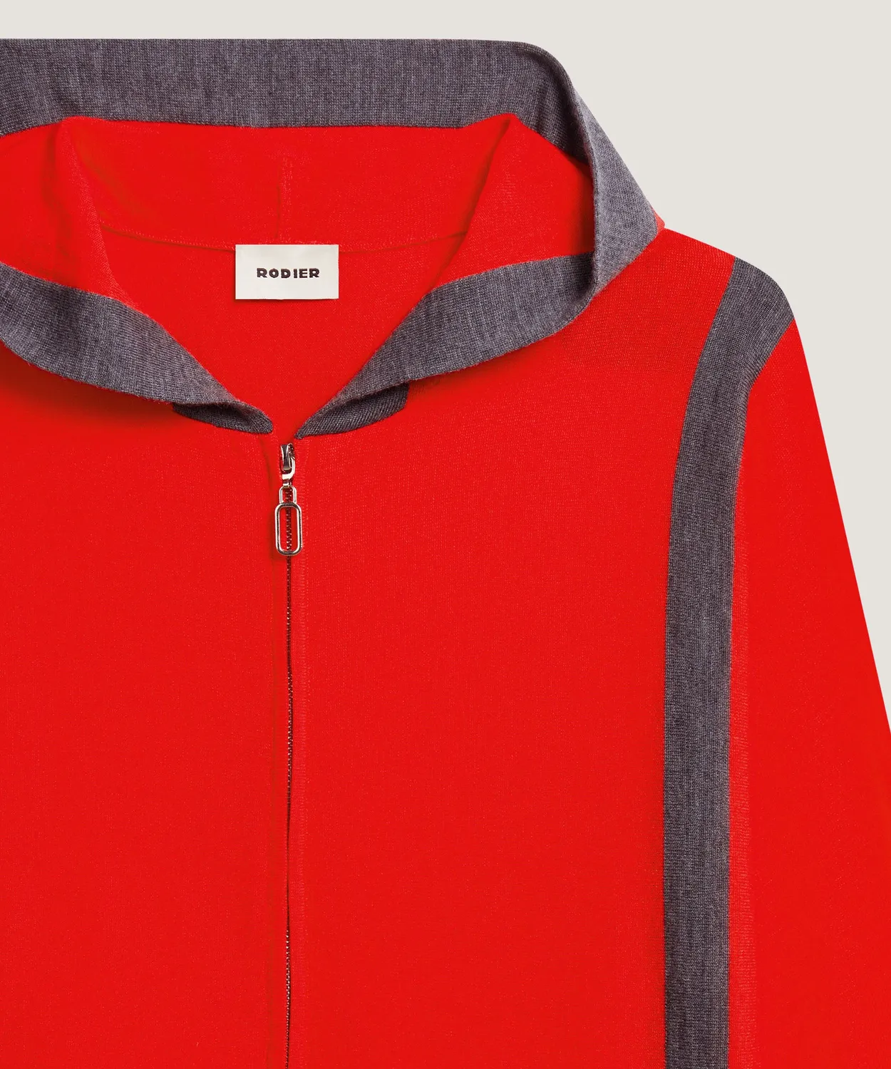 Rodier Cardigan cappuccio lana merino arancione zip