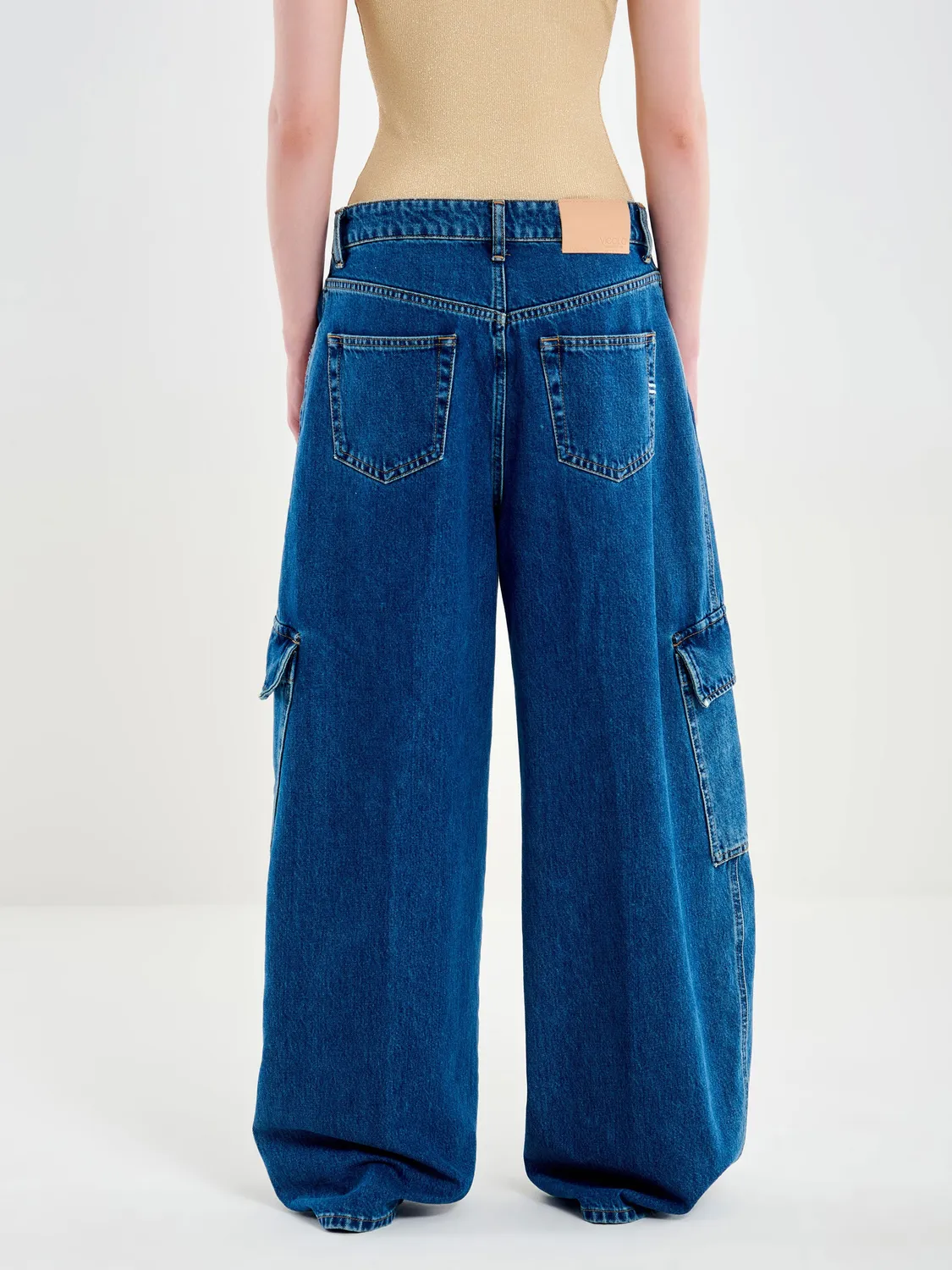 VICOLO Denim Cargo Tasconi jeans blu cotone XS-L