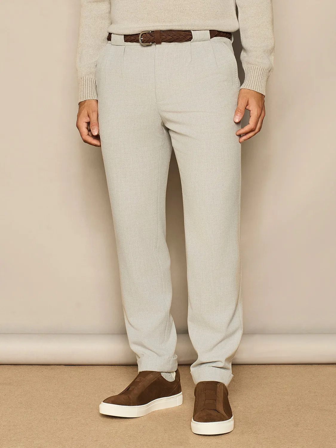 Paul Taylor Pantalone Wide Fit Doppia Pinces Grigio Chiaro