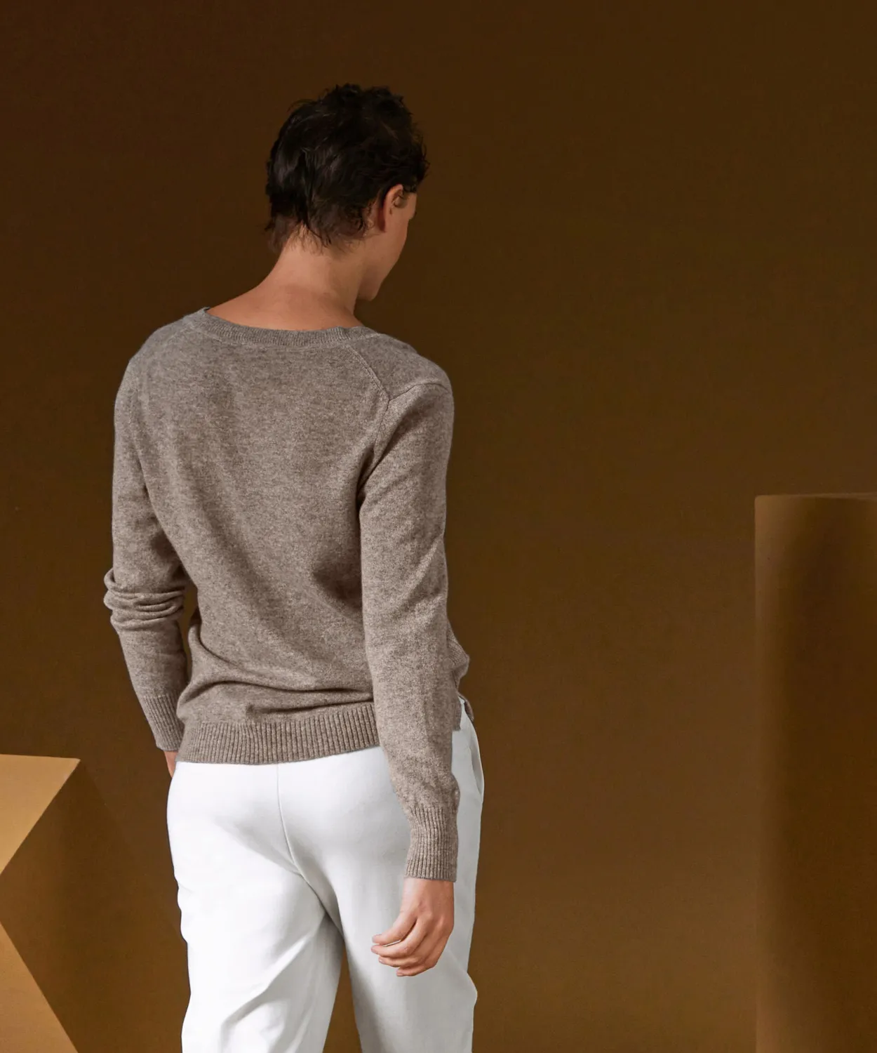 Rodier Maglione Cashmere Collo Tunisino Tortora