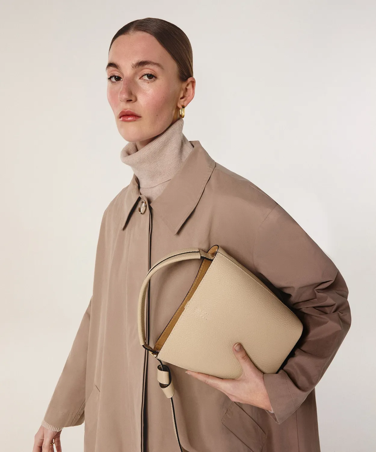 Rodier trench beige ampio lungo con cintura