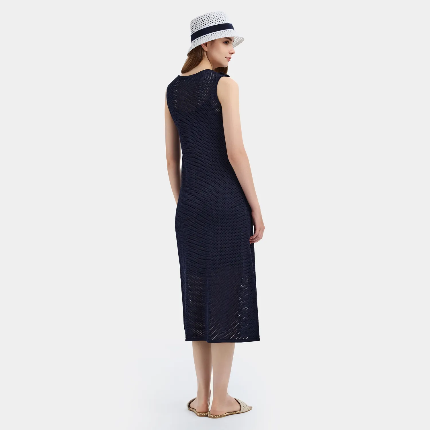 PORTS Ruffled Navy Elegance abito blu navy S con ruches