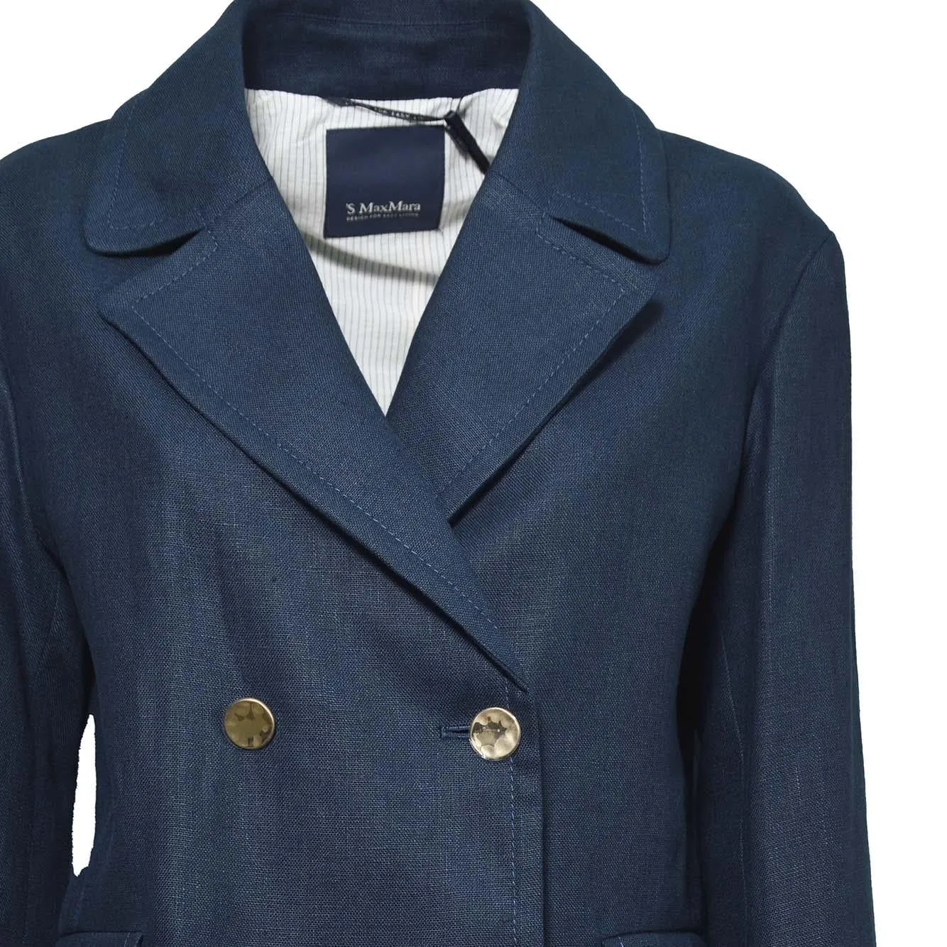 S Max Mara Avenue giacca lino blu notte leggera