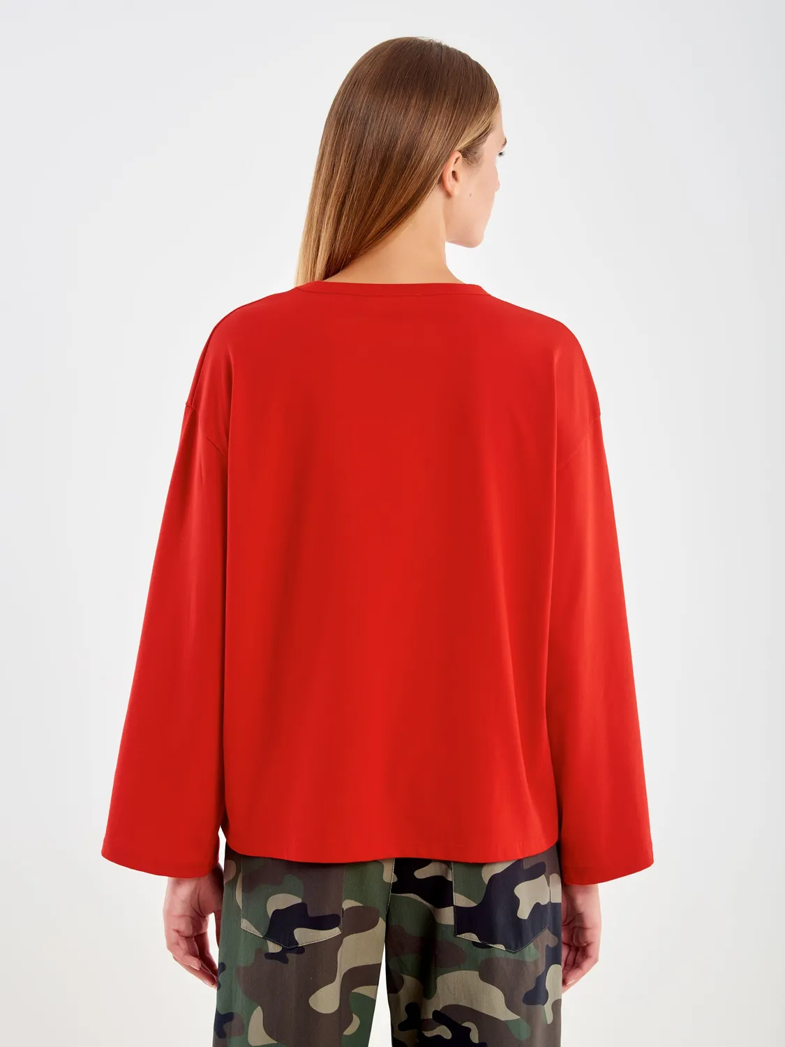 VICOLO T-shirt Maniche Svasate rossa taglia unica cotone