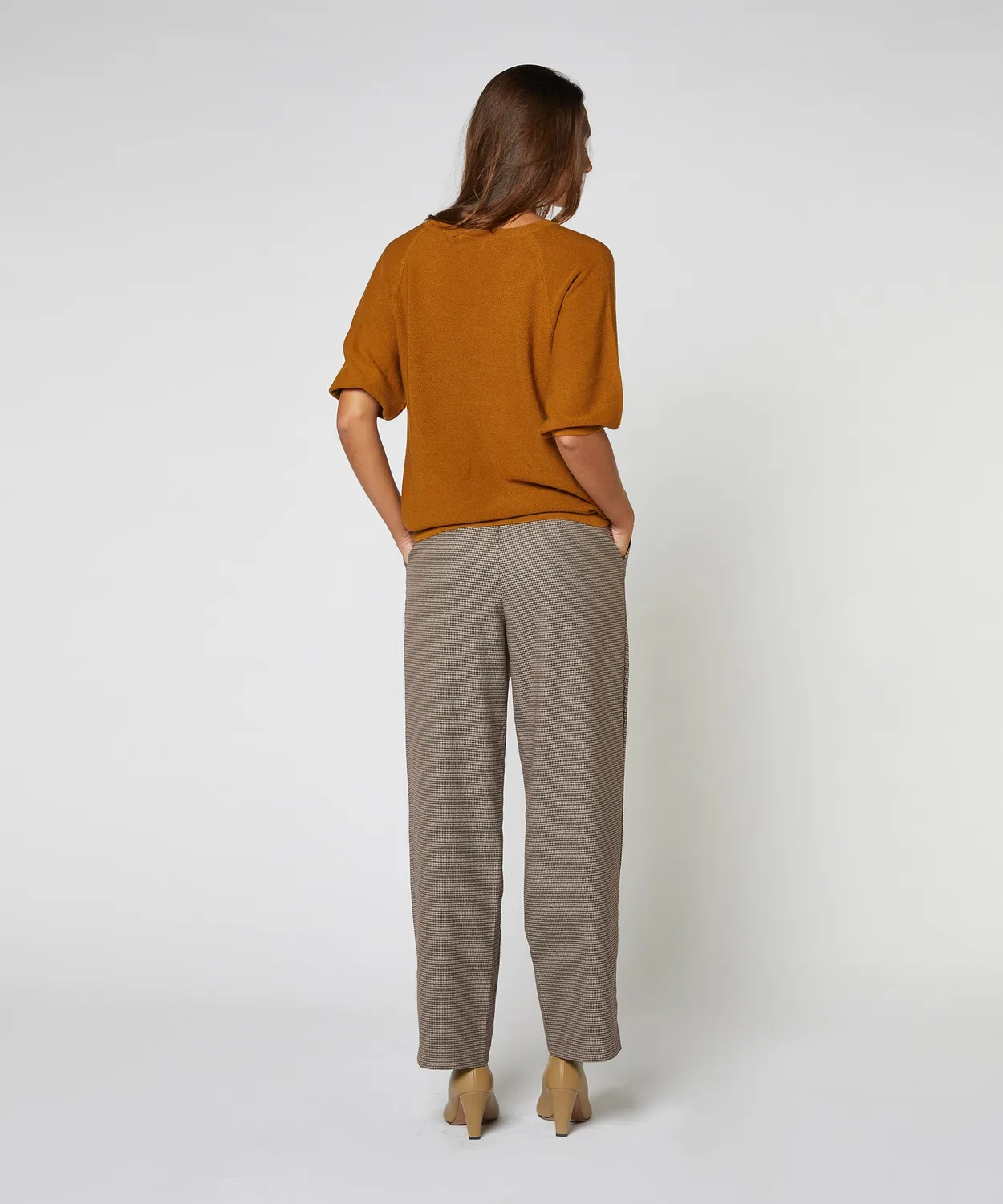 Rodier girocollo 3/4 maglione lana merino senape