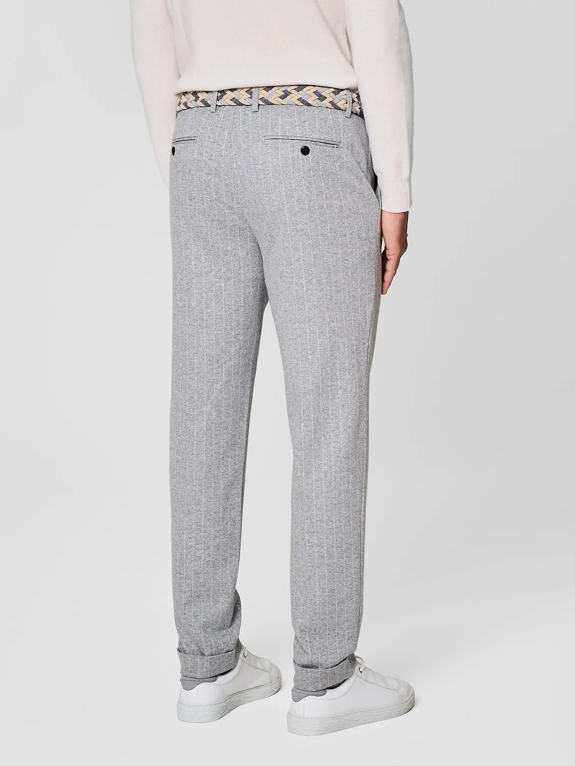 Paul Taylor Pantalone Jersey Gessato Grigio Chiaro cotone