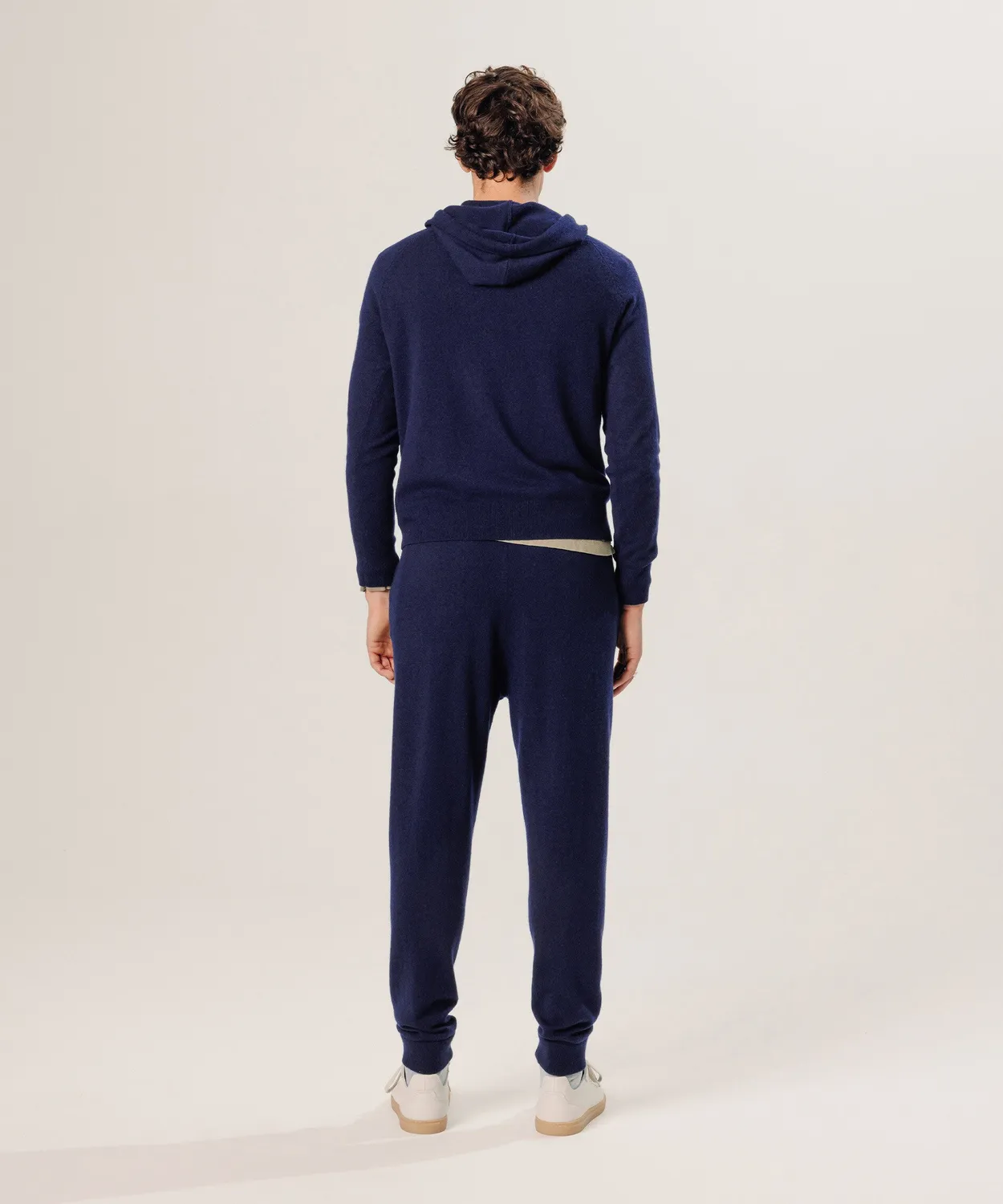 Rodier maglione cappuccio cashmere blu navy 2 fili